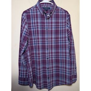 Mizzen + Main Leeward Trim Fit Performance Purple Plaid Button Up | Size M Trim
